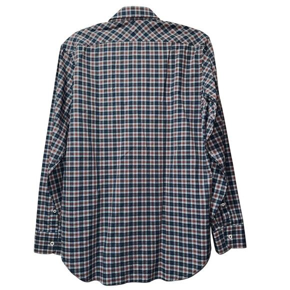 Billy Reid Mens Sz M Plaid Button Up Cotton Shirt‎ Standard Cut Red White Blue - Picture 2 of 7